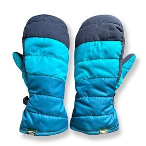 L.L. Bean Kids' Teal and Navy Faux Fur Insulated Mittens